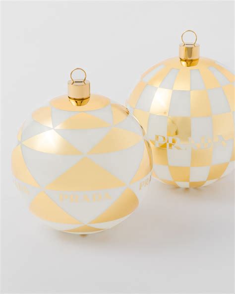 prada christmas decoration|White/platinum Glass Christmas Ornament Set .